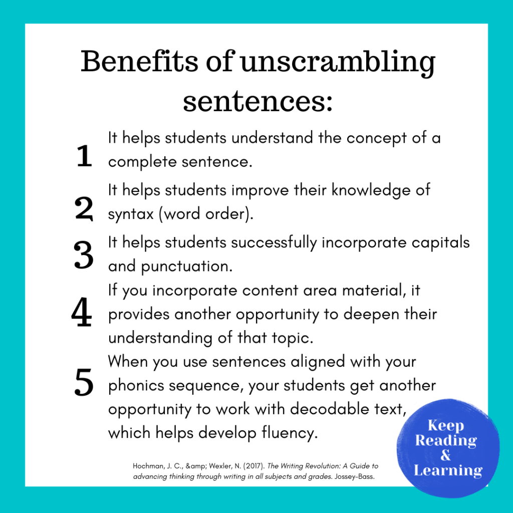 Benefits of unscrambling sentences