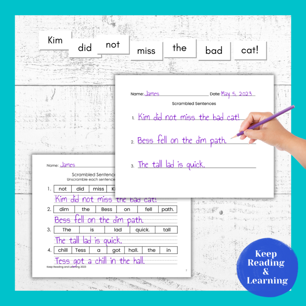Decodable Scrambled Sentence Writing