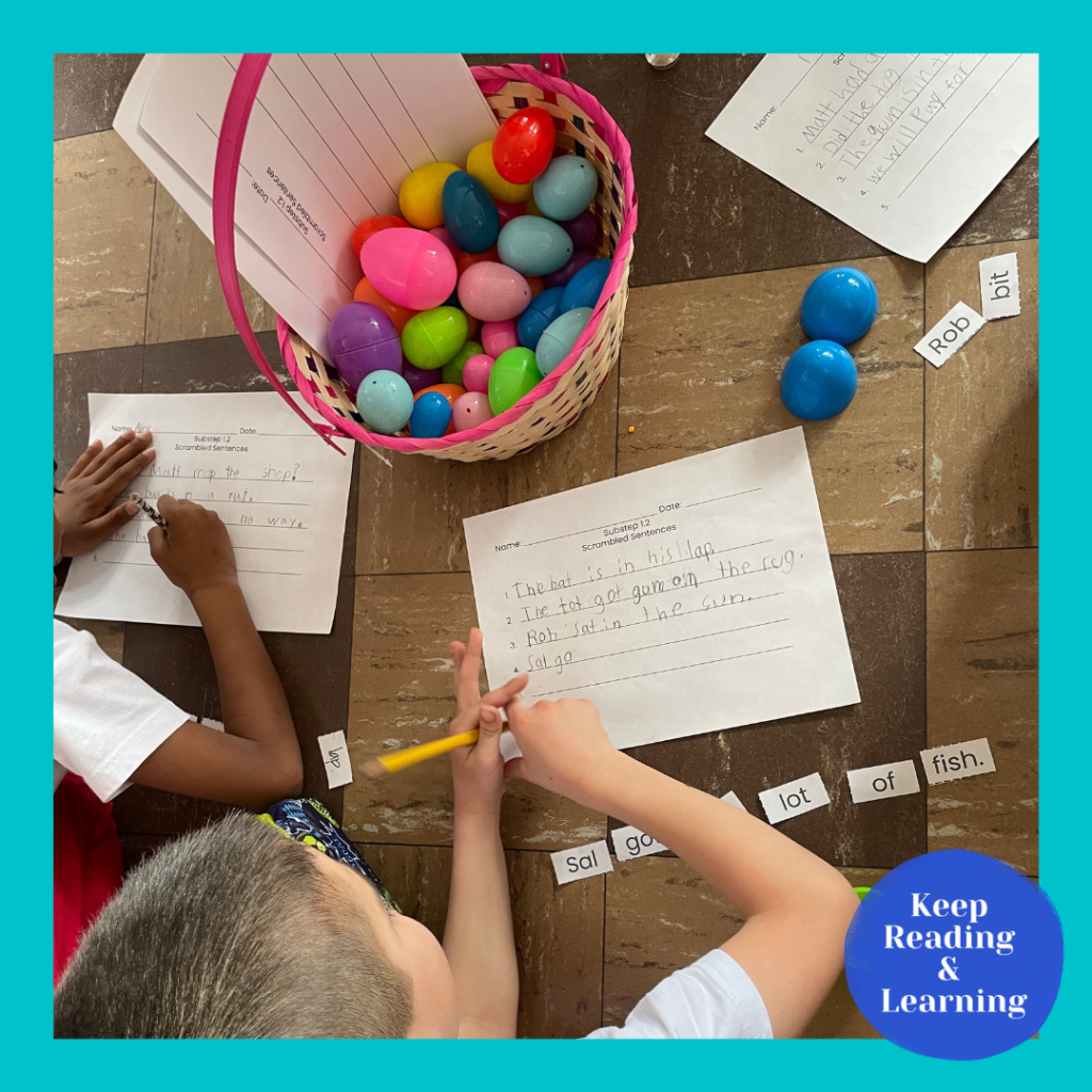 Scrambled Decodable Sentences in Easter Eggs